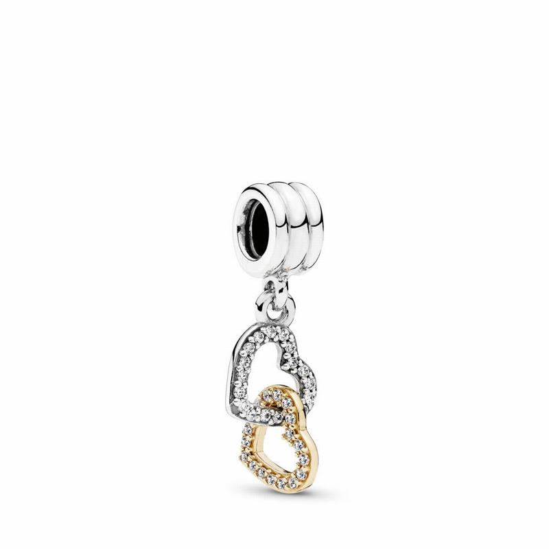 Pandora Interlocked Hearts Dangle Charm Online NZ, Two Tone (531780-HEO)